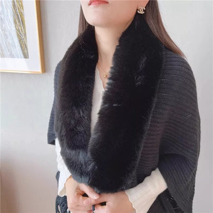 Premium Casual Faux Fur Collar Cardigan Poncho